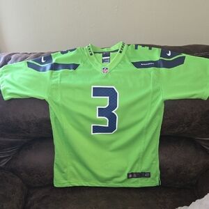 Russel Wilson Seattle Seahawks Alternate Jersey Nike Kids Green and Blue Jersey